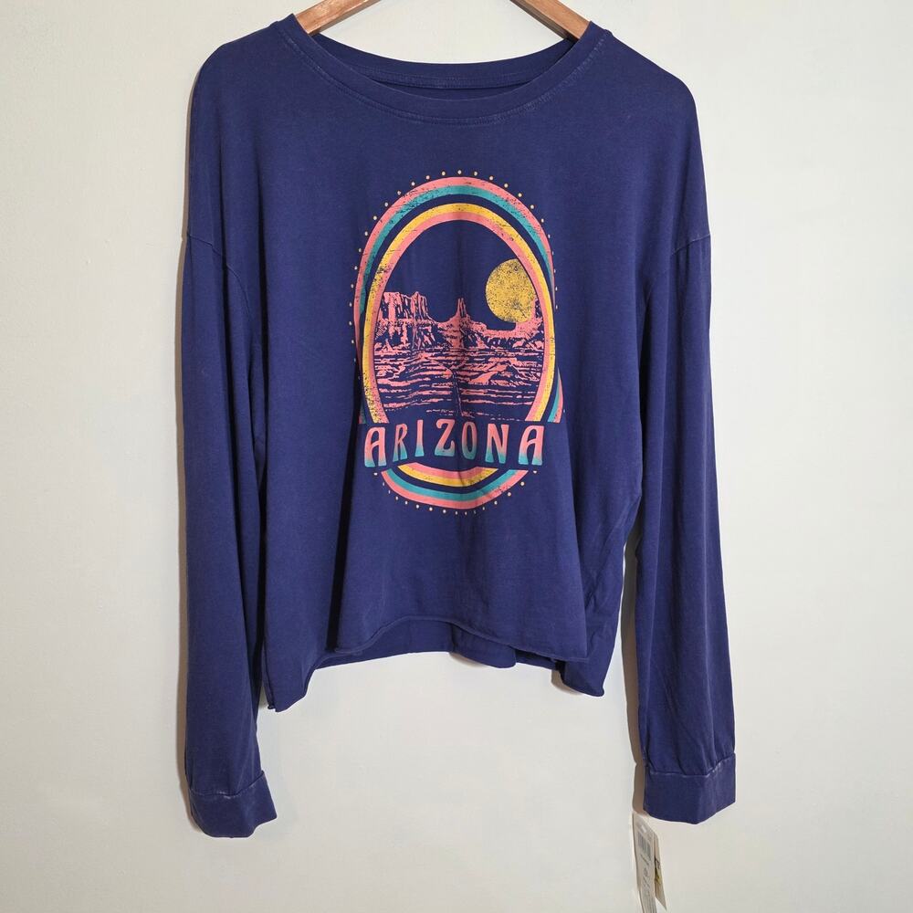 Pretty Rebel‎ NWT Arizona graphic long sleeve slight crop shirt junior's size XL